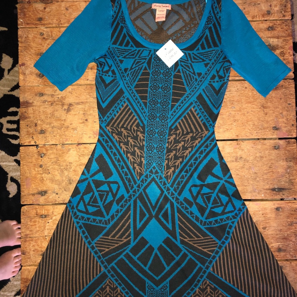 Geometric sweater dress